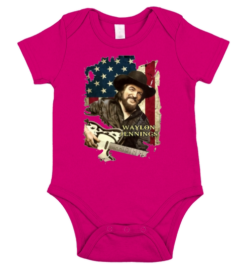 American flag Waylon Jennings shirt Short Sleeve Baby One-Piece