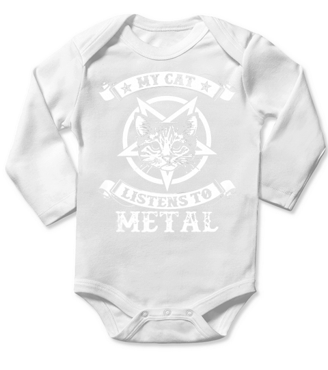 MY CAT LISTEN TO METAL Long Sleeve Baby One-Piece