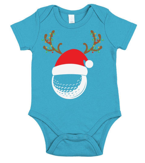 Merry Christmas Golf Reindeer Santa Christmas Holiday Short Sleeve Baby One-Piece