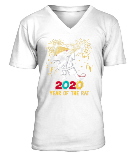 DABBING RAT YEAR OF THE RAT HAPPY CHINESE NEW YEAR 2020 V-Neck T-shirt
