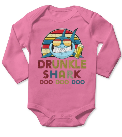 Awesome Mens Retro Vintage Drunkle Sharks Funny Drink Uncle Gifts shirt Long Sleeve Baby One-Piece