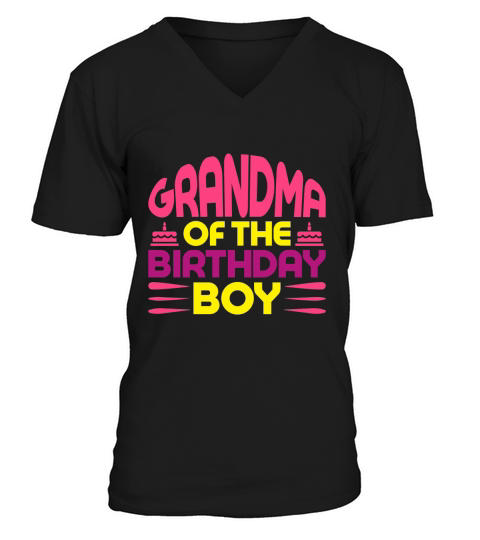 Grandma of the birthday boy V-Neck T-shirt