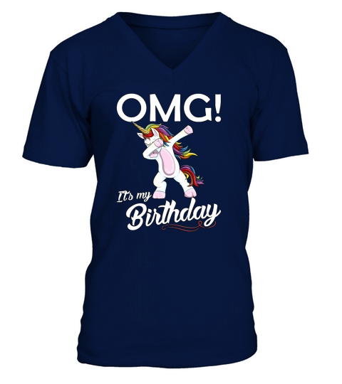 OMG Its My Birthday Unicorn Dabbing Dab Dance TShirt V-Neck T-shirt