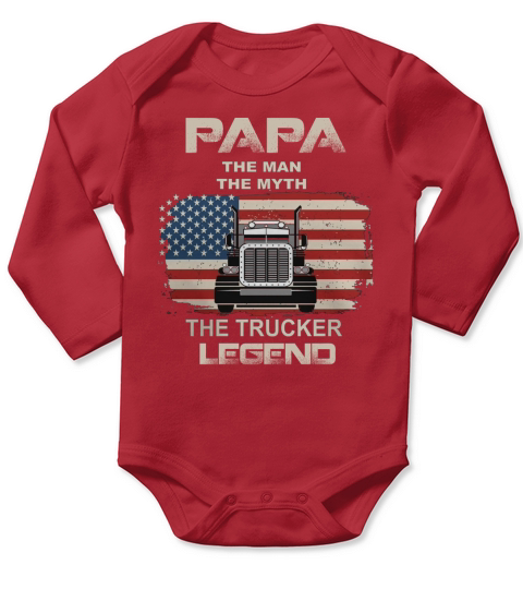 Papa Myth The Trucker Legend  Truck Driver T shirt Long Sleeve Baby One-Piece