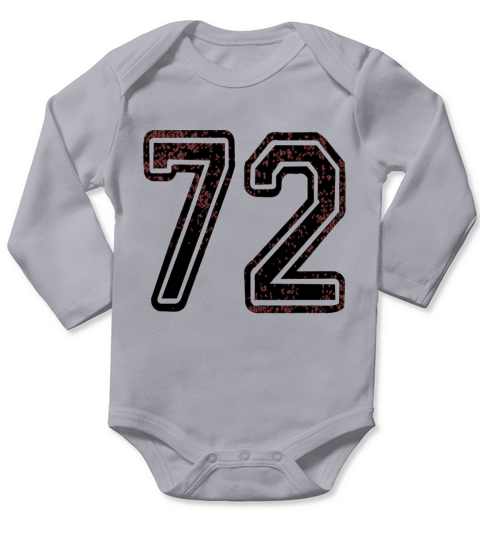#72 Numbered Grungy College Sports Team T-Shirts both sides Long Sleeve Baby One-Piece