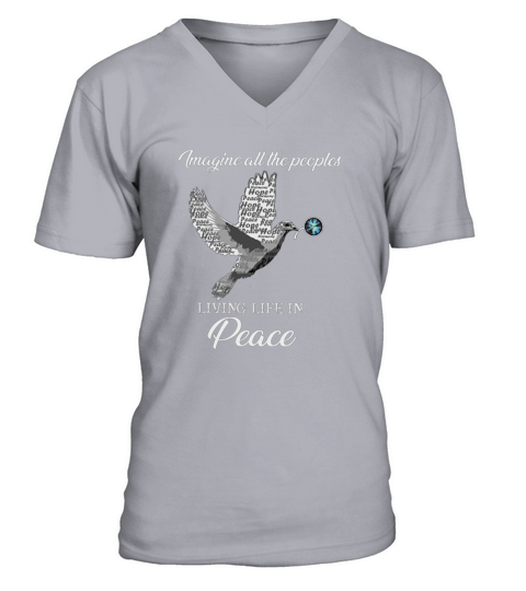 Dove Peace Sign Imagine All The Peoples Living Life In Peace shirt V-Neck T-shirt