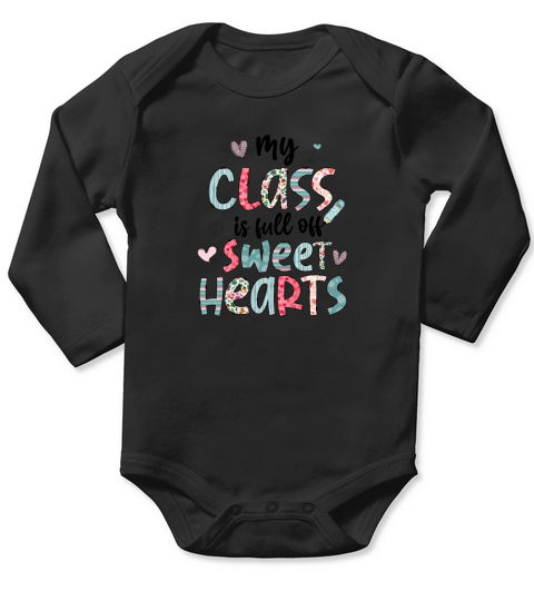 My class is full of sweet hearts sublimation Long Sleeve Baby One-Piece
