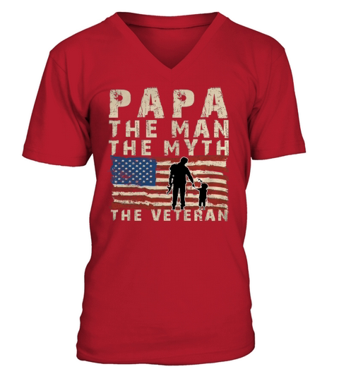 papa the man the myth the veteran V-Neck T-shirt