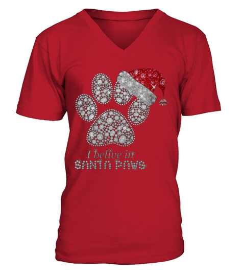 Santa Paws hat diamond V-Neck T-shirt