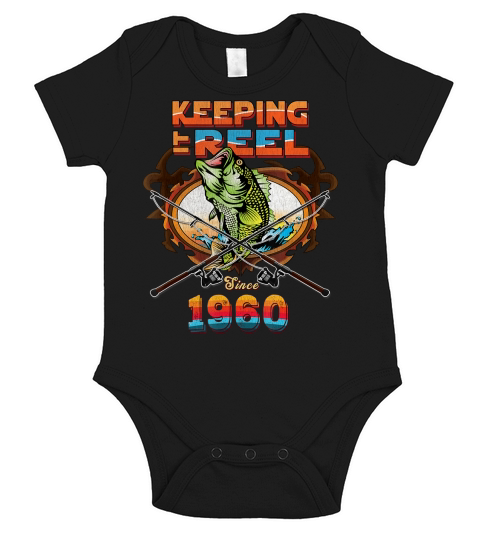 Reel Fishing Legend 60th Birthday Keeping It Reel Since 1960 T-Shirt Short Sleeve Baby One-Piece