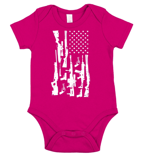 United State of America Flag Guns Short Sleeve Baby One-Piece