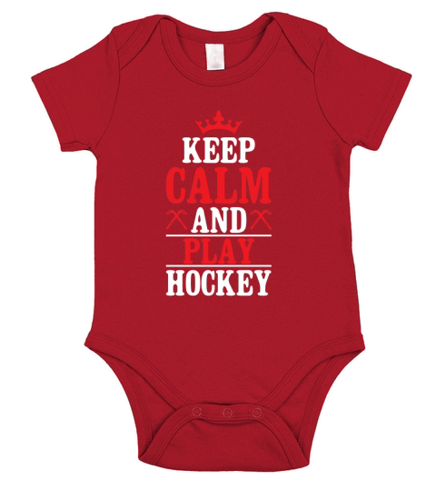 Keep calm and play hockey Short Sleeve Baby One-Piece