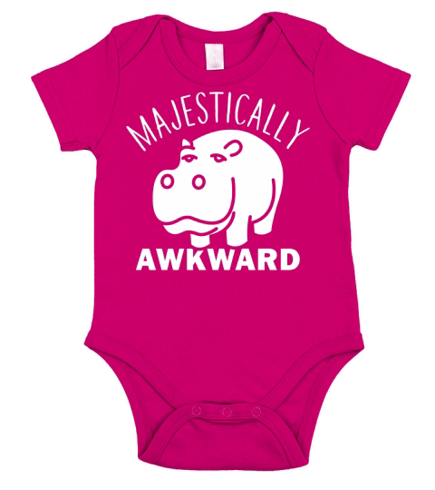 Majestically Awkward Hippo Funny Short Sleeve Baby One-Piece