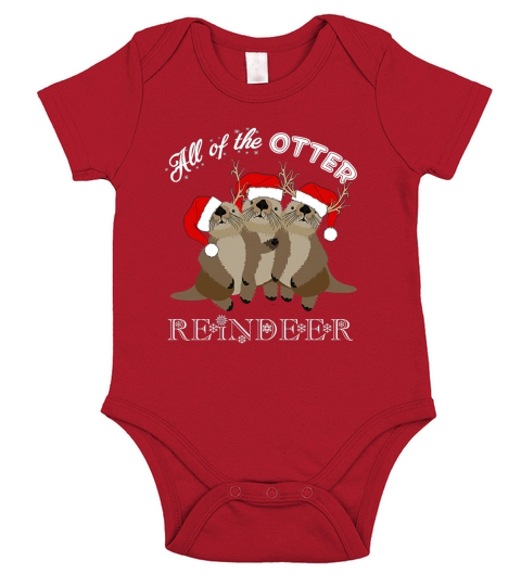 Merry Christmas Otter Reindeer Short Sleeve Baby One-Piece