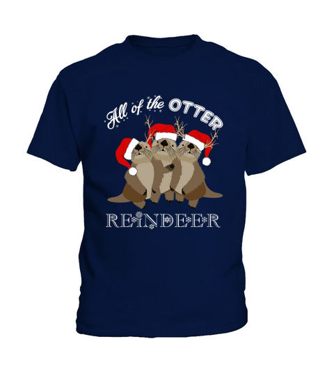 Merry Christmas Otter Reindeer Kids T-Shirt