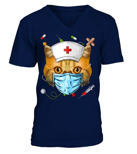 Exotic Shorthair Nurse RN Funny ER Nursing School V-Neck T-shirt