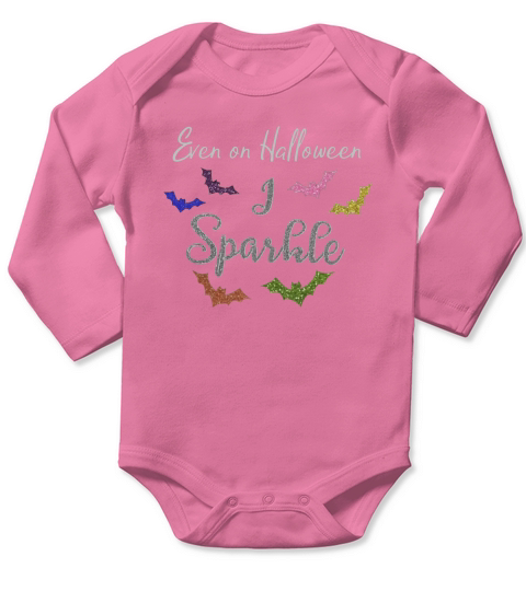 Even On Halloween I Sparkle Glitter Bats Long Sleeve Baby One-Piece
