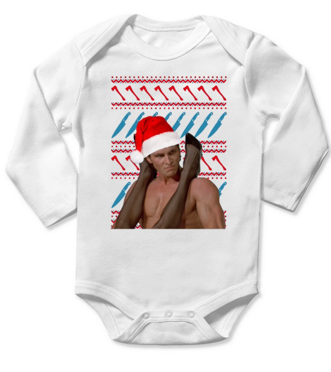 Patrick Bateman American Psycho ugly Christmas sweater Long Sleeve Baby One-Piece
