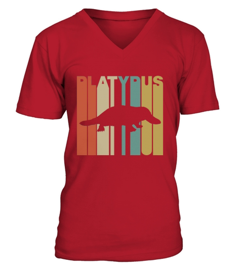 Vintage Style Platypus Silhouette T-Shirt V-Neck T-shirt