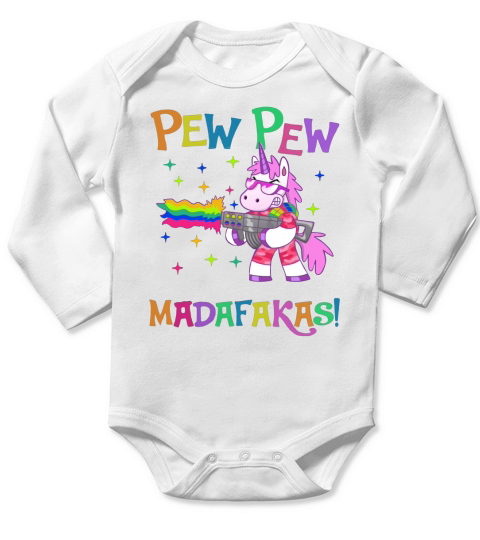 Lgbt unicorn pew pew madafakas Long Sleeve Baby One-Piece