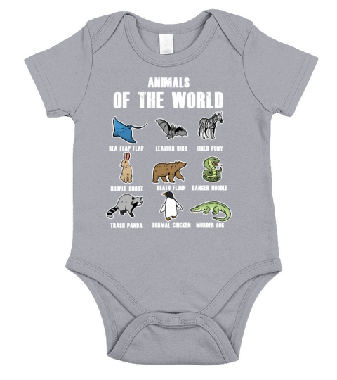 Animals Of The World Sea Flap Flap Murder Log Funny Animal Name shirt Short Sleeve Baby One-Piece