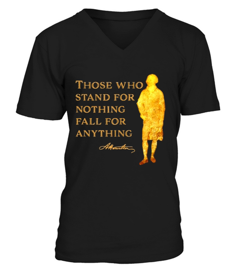 Thóe who stand for nithing fall for anything V-Neck T-shirt