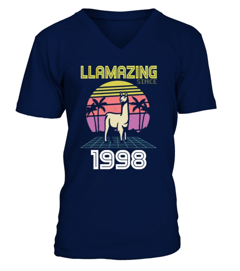 Llamazing Since Born 1998 Birthday 23 Years Gift V-Neck T-shirt