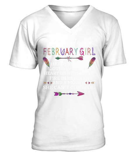 women smartass February girl funny birthday tshirt V-Neck T-shirt