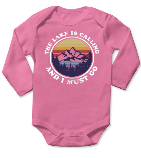 The Lake is Calling and I Must Go Retro Boating T-shirt Long Sleeve Baby One-Piece
