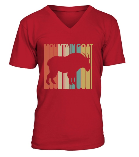 Vintage Style Mountain Goat V-Neck T-shirt