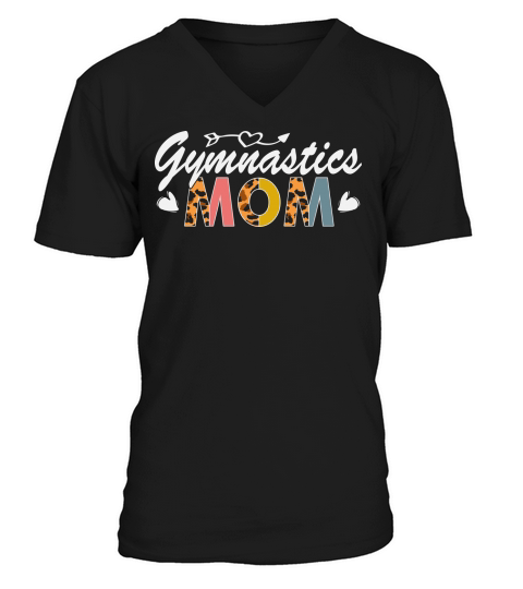 Gymnastics Mom Leopard Mothers Day V-Neck T-shirt