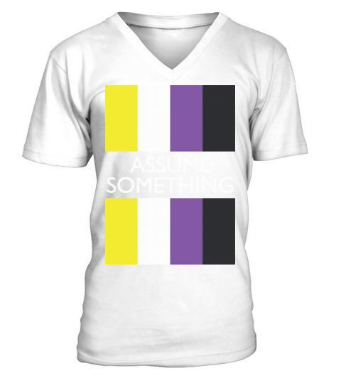 Assume Nothing Nonbinary Flag LGBT V-Neck T-shirt