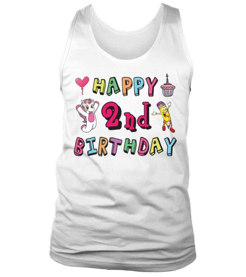 Happy 2nd Birthday for 2 year old Kids B-day Tank Top Unisex