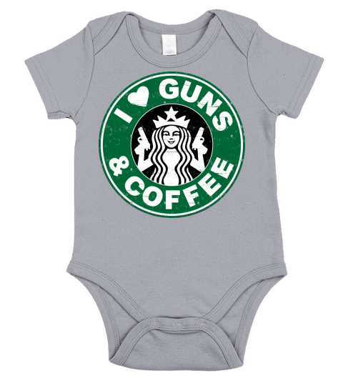 I Love Guns And Coffee Short Sleeve Baby One-Piece