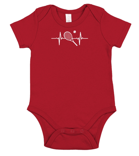 Funny Tennis Heartbeat Short Sleeve Baby One-Piece
