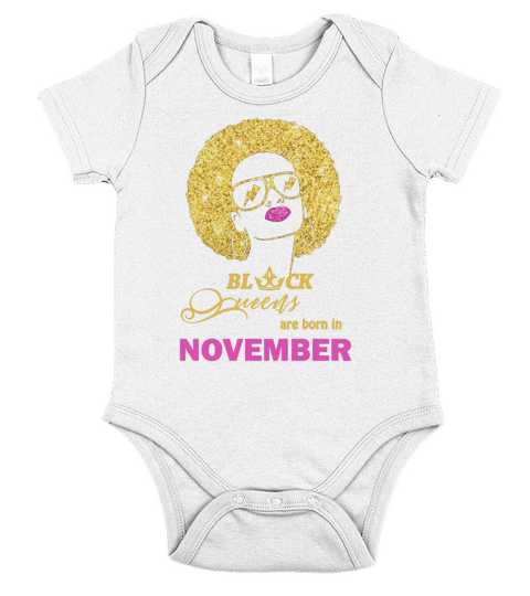 Black Queens Are Born in November Short Sleeve Baby One-Piece