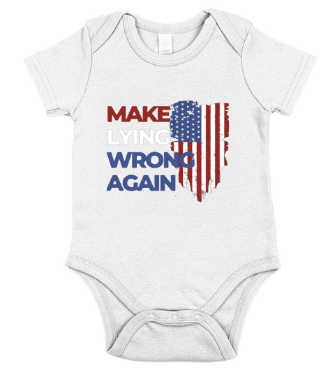 Make Lying Wrong Again 2020 American Flag Short Sleeve Baby One-Piece