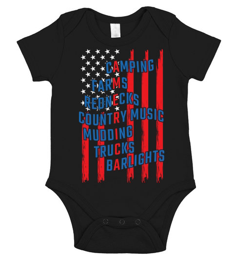 Portrait USA Flag America Short Sleeve Baby One-Piece