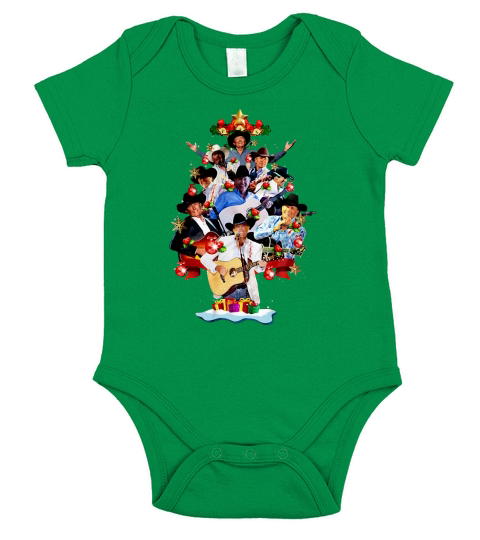 George Strait Christmas Tree Short Sleeve Baby One-Piece