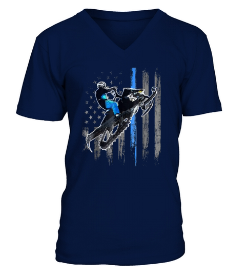 American Flag Snowmobile Shirt Men Snowmobile Riding Shirt V-Neck T-shirt