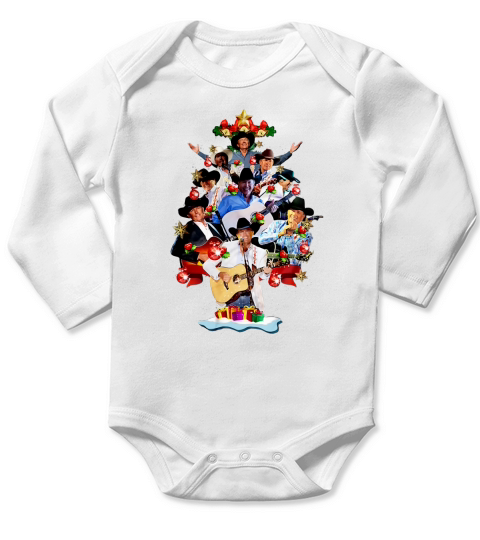 George Strait Christmas Tree Long Sleeve Baby One-Piece