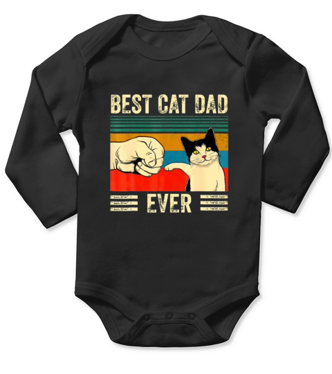 Cat Dad Long Sleeve Baby One-Piece