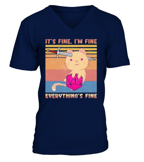 Dungeon meowster its fine Im fine everything fine vintage V-Neck T-shirt