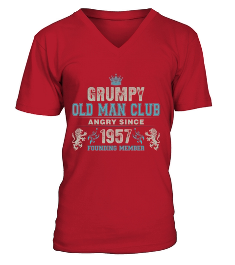 Grumpy Old Man Club Since 1957 Founder Member V-Neck T-shirt