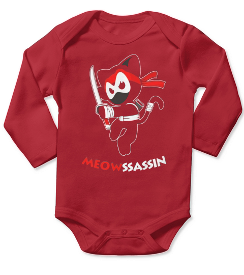 Meow Assassin Ninja Cat Meowssassin Cute Cool Funny T-Shirt Long Sleeve Baby One-Piece