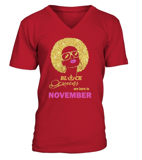 Black Queens Are Born in November V-Neck T-shirt