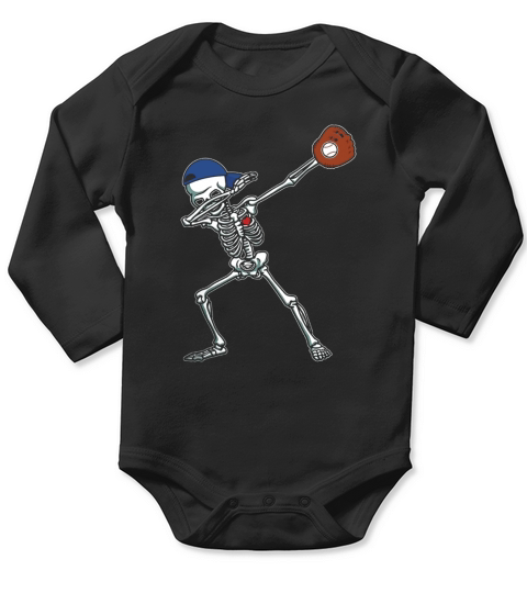 Dabbing Skeleton Baseball T-Shirt Dab Hip Hop Skull Gift Long Sleeve Baby One-Piece