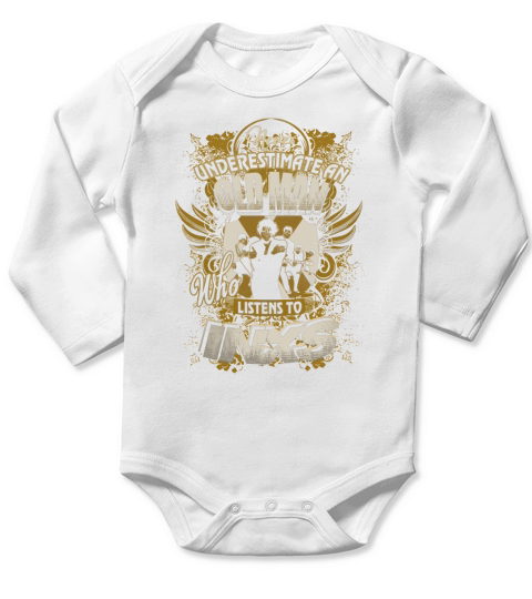 Never Underestimate An Old Man Listening To Inxs Long Sleeve Baby One-Piece