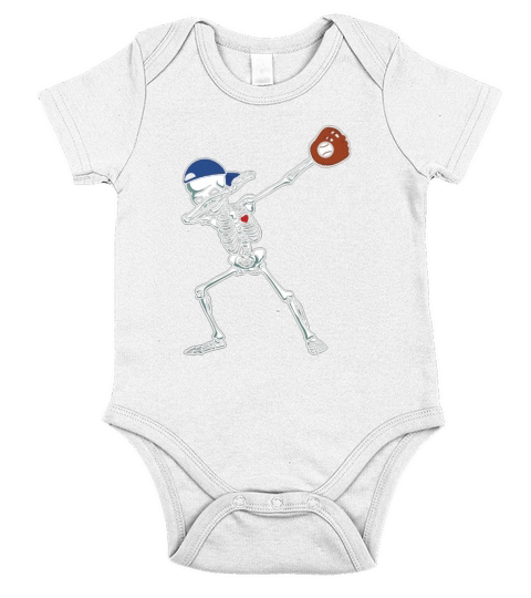 Dabbing Skeleton Baseball T-Shirt Dab Hip Hop Skull Gift Short Sleeve Baby One-Piece