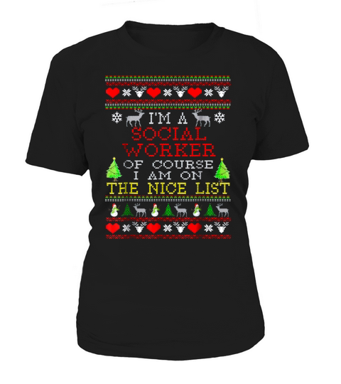 Gift For Social Worker Ugly Christmas Sweater TShirt Women's T-Shirt